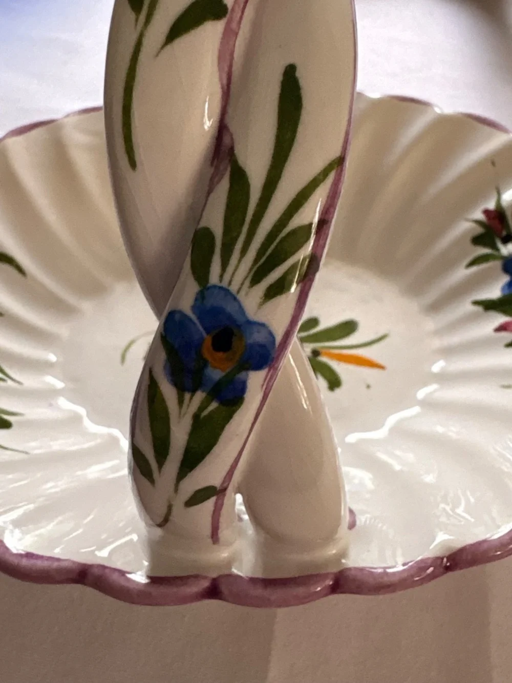 Vintage Hand Painted Porcelain Italian Floral Basket 6